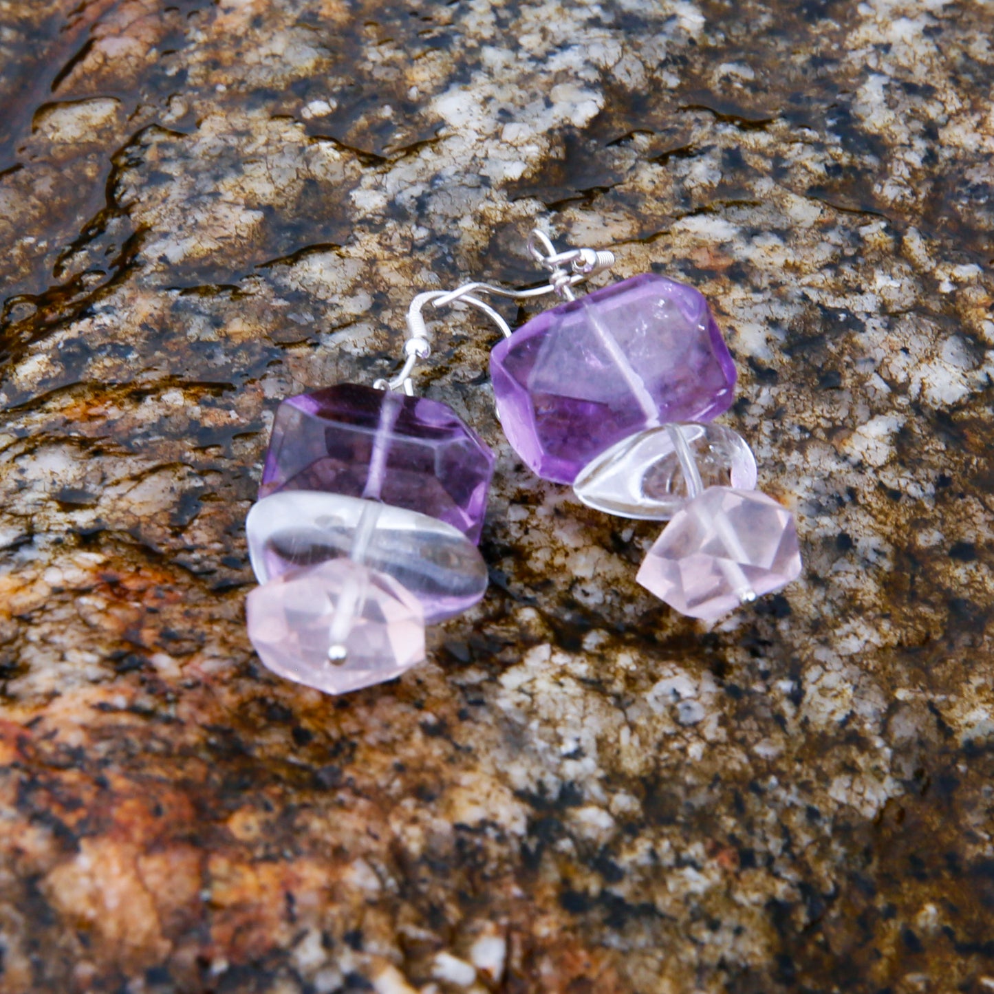 [AC-260051] The Mystic Waterfall: Crystal Cascade Amethyst & Rose Quartz & Clear Quartz