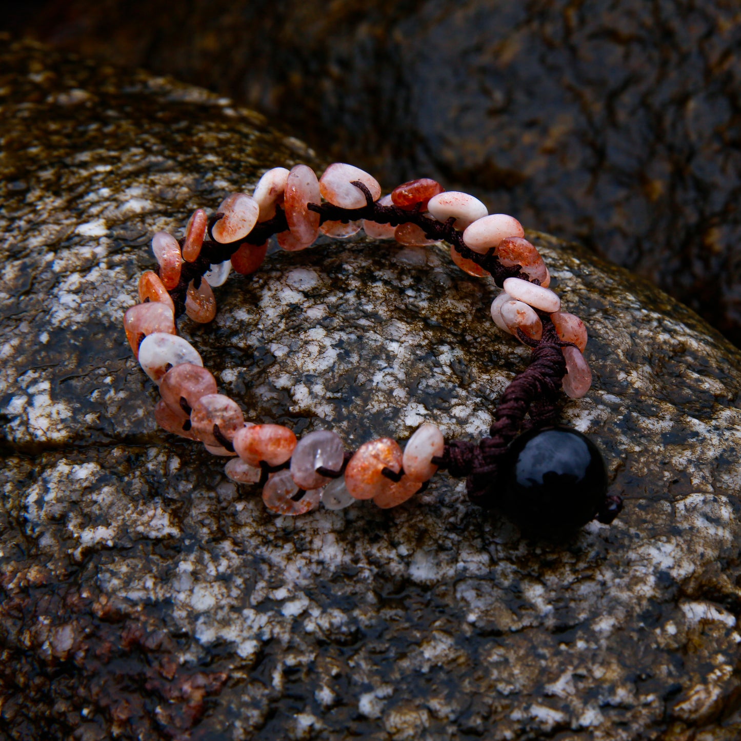 [AA-260040] The Koi Totem: Strength & Softness  Obsidian &  Strawberry Quartz