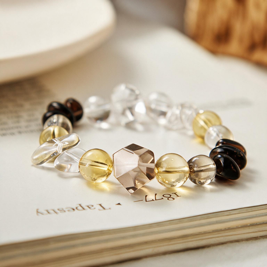 [AA-260011]Grounded Fortune Bracelet | Citrine Smoky Quartz Clear Quartz Crystal Bracelet