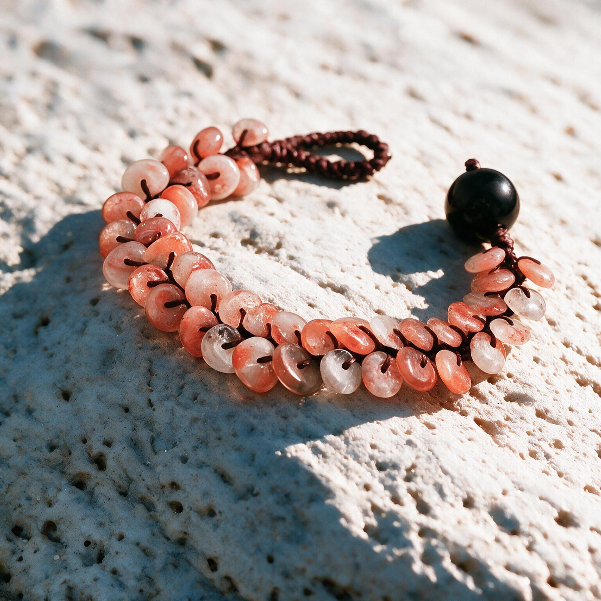 [AA-260040] The Koi Totem: Strength & Softness  Obsidian &  Strawberry Quartz